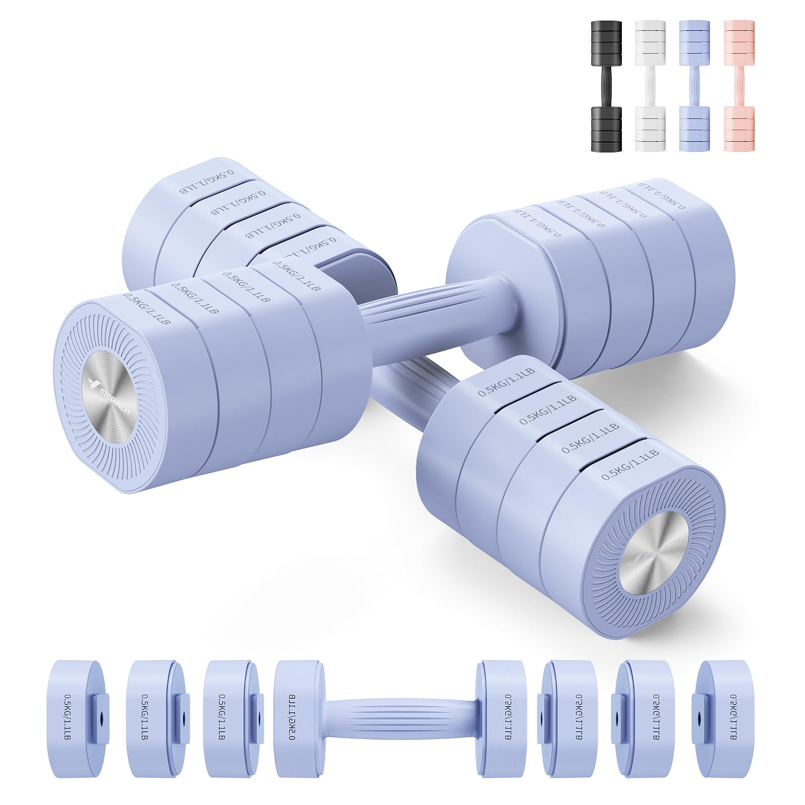 Adjustable Dumbbell Set Of 2 4 In 1 Hand Weights